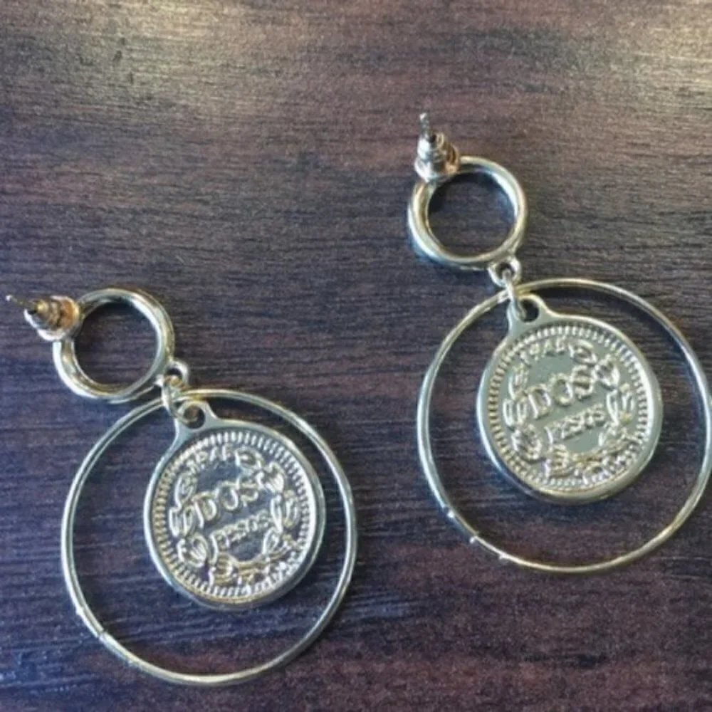 Vintage style Coins Pendant Drop Earrings jewelry